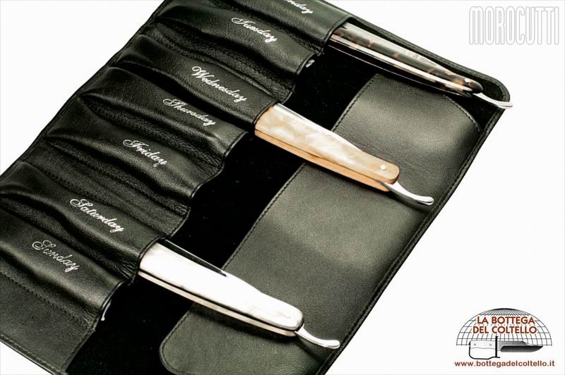7-days razor case, black Nappa-leather