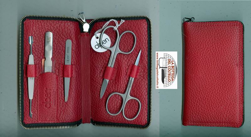 Alpen  Set per manicure pelle rossa zip