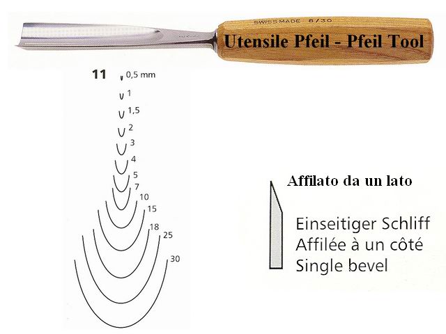 Pfeil sgorbia legno curvatura 11/1.5