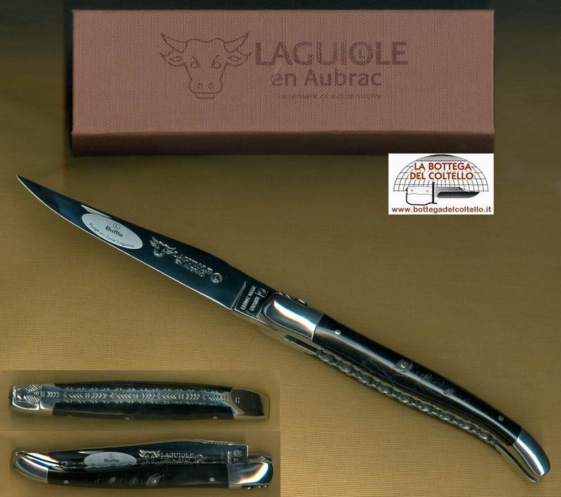 Laguiole Coltello chiudibile crosta corno bufalo