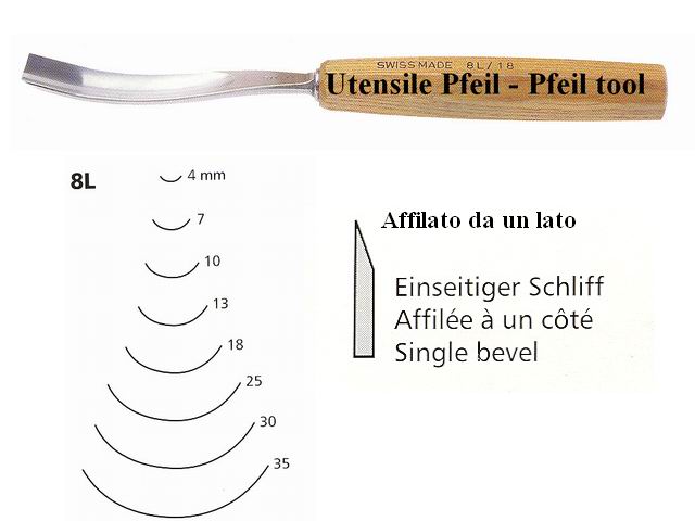 Sgorbia legno curvatura 8L/13 Pfeil Svizzera