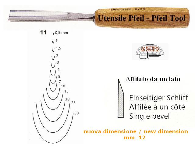 Pfeil sgorbia legno curvatura 11/12