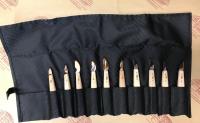 Cordura roll with ten carving wood knives 